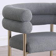 SC03 Plush Deco Modern Teddy Fabric Accent Chair, Curved Barrel Back Dining Chair with Gold Chrome Legs
