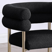 SC03 Plush Deco Modern Teddy Fabric Accent Chair, Curved Barrel Back Dining Chair with Gold Chrome Legs