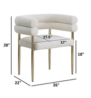 SC03 Plush Deco Modern Teddy Fabric Accent Chair, Curved Barrel Back Dining Chair with Gold Chrome Legs