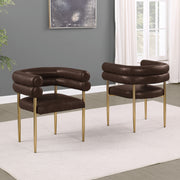 SC04L Avant-Garde Leathaire Accent Dining Chair with Double Tubular Back & Gold Chrome Legs