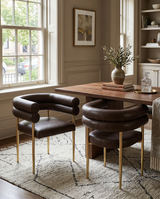 SC04L Avant-Garde Leathaire Accent Dining Chair with Double Tubular Back & Gold Chrome Legs