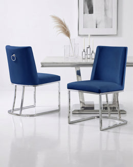 Velvet Dining Chairs Set of 2 | Gold or Silver Base (SC100-7) by Quality Living Furniture