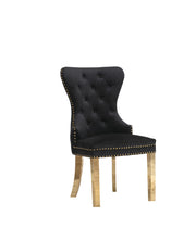 SC115 Elegant Velvet Accent Dining Chair with Diamond Tufted Back, Gold Ring Pull, Nailhead Trim & Gold Stainless Steel Legs