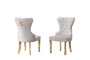 SC115 Elegant Velvet Accent Dining Chair with Diamond Tufted Back, Gold Ring Pull, Nailhead Trim & Gold Stainless Steel Legs
