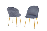 SC148 Modern Velvet Accent Dining Chair with Diamond Quilted Back & Gold Chrome Legs by Quality Living Furniture
