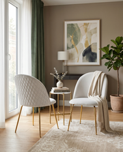 SC148 Modern Velvet Accent Dining Chair with Diamond Quilted Back & Gold Chrome Legs
