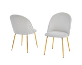 SC148 Modern Velvet Accent Dining Chair with Diamond Quilted Back & Gold Chrome Legs by Quality Living Furniture