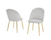 SC148 Modern Velvet Accent Dining Chair with Diamond Quilted Back & Gold Chrome Legs