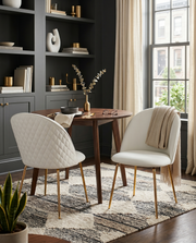 SC148 Modern Velvet Accent Dining Chair with Diamond Quilted Back & Gold Chrome Legs