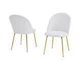 SC148 Modern Velvet Accent Dining Chair with Diamond Quilted Back & Gold Chrome Legs by Quality Living Furniture