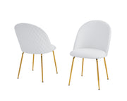 SC148 Modern Velvet Accent Dining Chair with Diamond Quilted Back & Gold Chrome Legs