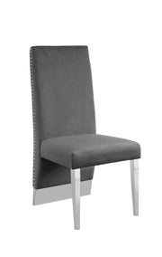 Sc164 Majestic High Back Velvet Accent Dining Chair with Nailhead Trim & Architectural Chrome Legs