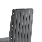 Sc164 Majestic High Back Velvet Accent Dining Chair with Nailhead Trim & Architectural Chrome Legs