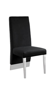 Sc164 Majestic High Back Velvet Accent Dining Chair with Nailhead Trim & Architectural Chrome Legs