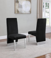 Sc164 Majestic High Back Velvet Accent Dining Chair with Nailhead Trim & Architectural Chrome Legs