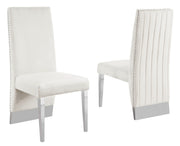 Sc164 Majestic High Back Velvet Accent Dining Chair with Nailhead Trim & Architectural Chrome Legs