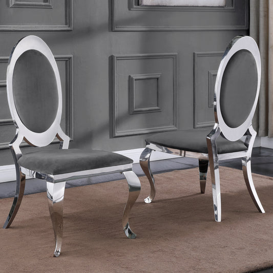 SC180-7: Velvet Round Back Side Chair with Stainless Steel Legs (Set of 2)