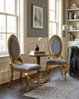 SC184 Majestic Oversized [Velvet / Faux Leather] Medallion Dining Chair, 45
