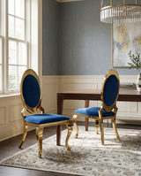 SC184 Majestic Oversized [Velvet / Faux Leather] Medallion Dining Chair, 45