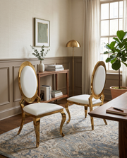 SC184 Majestic Oversized [Velvet / Faux Leather] Medallion Dining Chair, 45