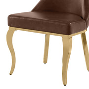 SC211 Majestic High Back Leathaire Dining Side Chair with Decorative Gold Crown Accent & Curved Gold Legs