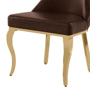 SC211 Majestic High Back Leathaire Dining Side Chair with Decorative Gold Crown Accent & Curved Gold Legs