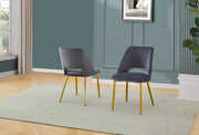SC226 Modern Velvet Accent Dining Chair with Open Cutout Back & Slender Gold Chrome Legs