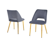SC226 Modern Velvet Accent Dining Chair with Open Cutout Back & Slender Gold Chrome Legs