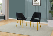 SC226 Modern Velvet Accent Dining Chair with Open Cutout Back & Slender Gold Chrome Legs