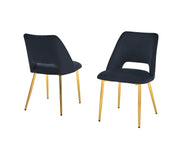 SC226 Modern Velvet Accent Dining Chair with Open Cutout Back & Slender Gold Chrome Legs