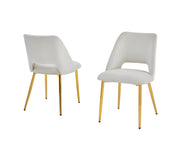 SC226 Modern Velvet Accent Dining Chair with Open Cutout Back & Slender Gold Chrome Legs