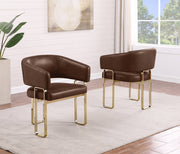 SC234 Architectural Leathaire Lounge Dining Chair, Bauhaus-Inspired Gold Frame with Deep 25