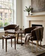 SC234 Architectural Leathaire Lounge Dining Chair, Bauhaus-Inspired Gold Frame with Deep 25