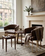 SC234 Architectural Leathaire Lounge Dining Chair, Bauhaus-Inspired Gold Frame with Deep 25