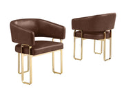 SC234 Architectural Leathaire Lounge Dining Chair, Bauhaus-Inspired Gold Frame with Deep 25