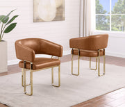 SC234 Architectural Leathaire Lounge Dining Chair, Bauhaus-Inspired Gold Frame with Deep 25