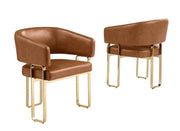 SC234 Architectural Leathaire Lounge Dining Chair, Bauhaus-Inspired Gold Frame with Deep 25