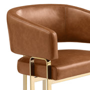 SC234 Architectural Leathaire Lounge Dining Chair, Bauhaus-Inspired Gold Frame with Deep 25
