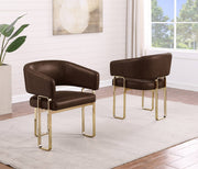SC234 Architectural Leathaire Lounge Dining Chair, Bauhaus-Inspired Gold Frame with Deep 25