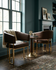 SC234 Architectural Leathaire Lounge Dining Chair, Bauhaus-Inspired Gold Frame with Deep 25