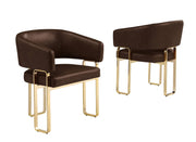 SC234 Architectural Leathaire Lounge Dining Chair, Bauhaus-Inspired Gold Frame with Deep 25