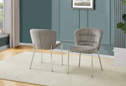 SC252 Parisian Chic Fabric Accent Dining Chair, Tailored Horizontal Channeled Back with Polished Chrome Legs