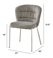 SC252 Parisian Chic Fabric Accent Dining Chair, Tailored Horizontal Channeled Back with Polished Chrome Legs