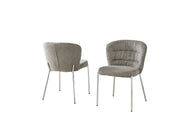 SC252 Parisian Chic Fabric Accent Dining Chair, Tailored Horizontal Channeled Back with Polished Chrome Legs