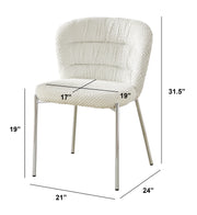 SC252 Parisian Chic Fabric Accent Dining Chair, Tailored Horizontal Channeled Back with Polished Chrome Legs