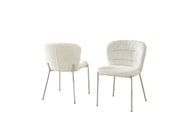 SC252 Parisian Chic Fabric Accent Dining Chair, Tailored Horizontal Channeled Back with Polished Chrome Legs