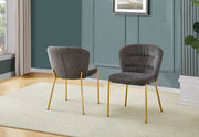 SC254 Parisian Chic Fabric Accent Dining Chair, Tailored Horizontal Channeled Back with Radiant Gold Legs