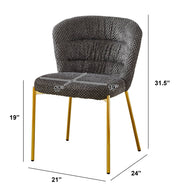 SC254 Parisian Chic Fabric Accent Dining Chair, Tailored Horizontal Channeled Back with Radiant Gold Legs