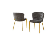 SC254 Parisian Chic Fabric Accent Dining Chair, Tailored Horizontal Channeled Back with Radiant Gold Legs