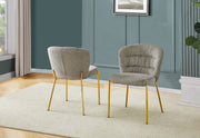 SC254 Parisian Chic Fabric Accent Dining Chair, Tailored Horizontal Channeled Back with Radiant Gold Legs